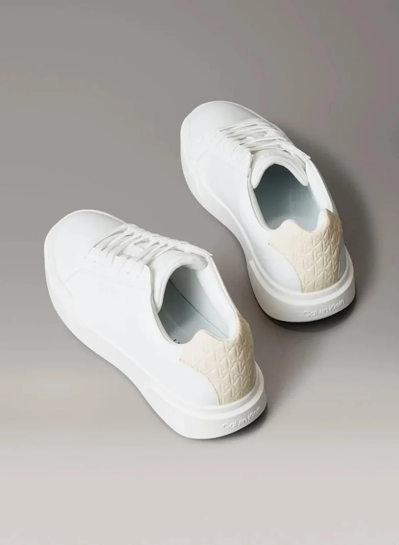 Calvin Klein Jeans Triple White CK Avenue - Smooth Leather Logo Trainers for Women | Best Price UAE