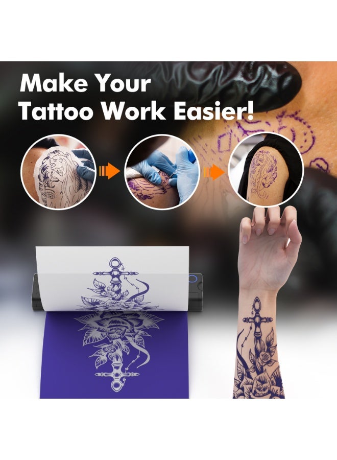 Tattoo Printer A4 Thermal Transfer Printer | Portable Ink-Free Bluetooth Wireless USB Printer | Professional Tattoo Transfer with 10 Free Transfer Papers | Compatible with PC & MacBook via USB-C | Fast and Easy Tattoo Printing - Image 3