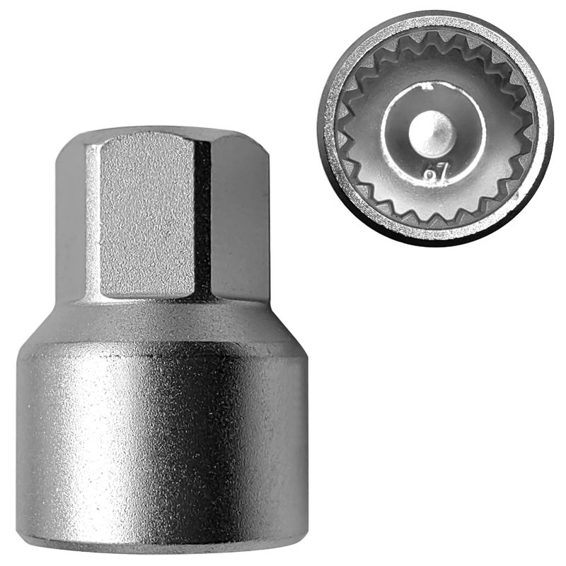 Wheel Locking Nut Key Replacement for Porsche, 67 Thin-walled Wheel Lock Nut Socket Adapter, Wheel Anti-Theft Lug Nut Removal Tool - Image 1