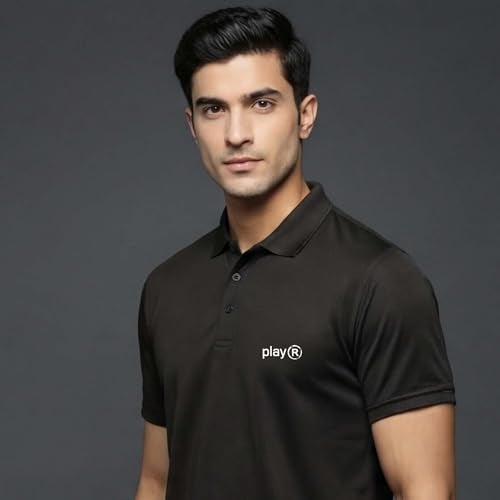 playR Men's Adult Lifestyle Solid Base Polo T-Shirt - DRIVENT Lightweight, Breathable Polo Neck Tee for Training, Sports, Office, Travel, Gym Comfortable All Season Navy - Image 2