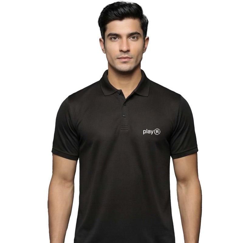 playR Men's Adult Lifestyle Solid Base Polo T-Shirt - DRIVENT Lightweight, Breathable Polo Neck Tee for Training, Sports, Office, Travel, Gym Comfortable All Season Navy - Image 5