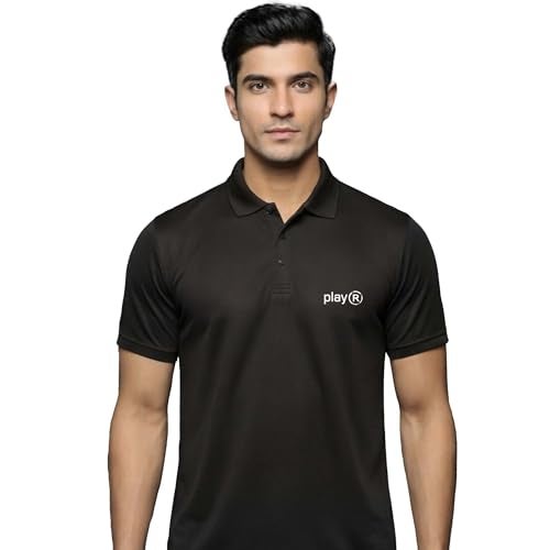 playR Men's Adult Lifestyle Solid Base Polo T-Shirt - DRIVENT Lightweight, Breathable Polo Neck Tee for Training, Sports, Office, Travel, Gym Comfortable All Season Navy - Image 1