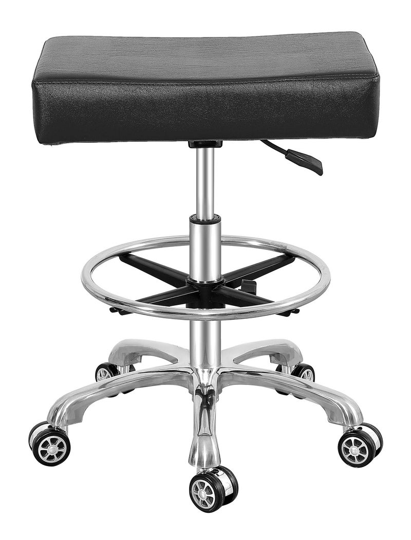 Antlu Adjustable Rolling Swivel Stool Chair for Massage Office Tattoo Kitchen Work Heavy Duty Stool with Wheels Black with Foot Rest