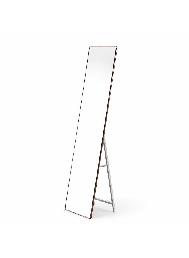 alsaada home Full-Length Free Standing Floor Mirror with Wheels & Metal Frame, 160x40 cm - COFFEE - Image 1
