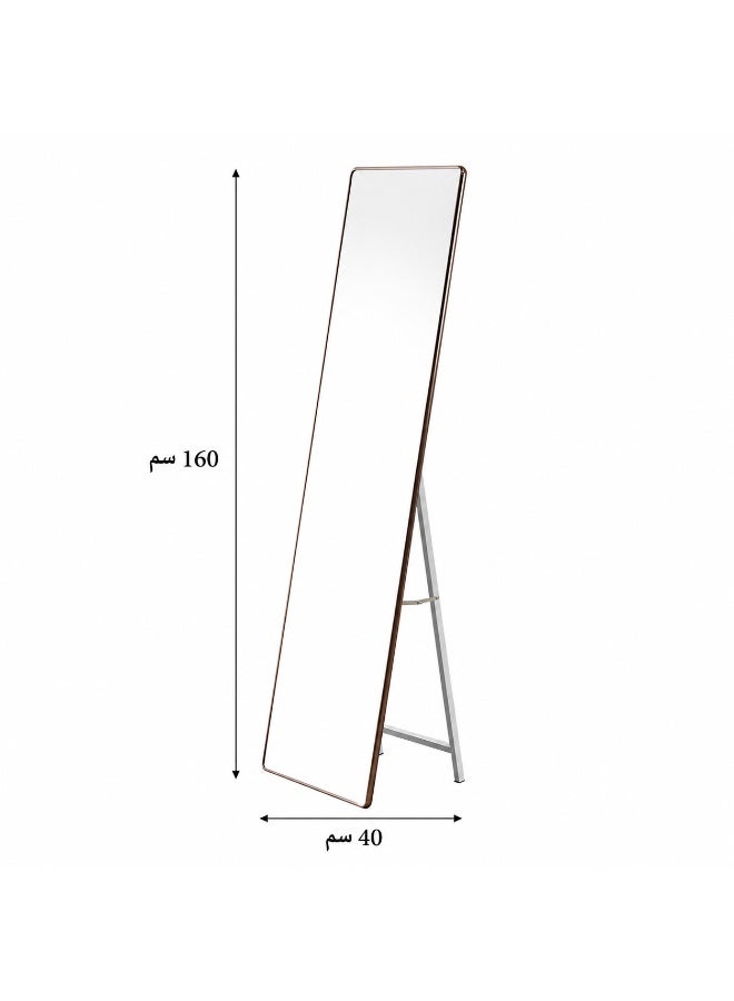 alsaada home Full-Length Free Standing Floor Mirror with Wheels & Metal Frame, 160x40 cm - COFFEE - Image 3