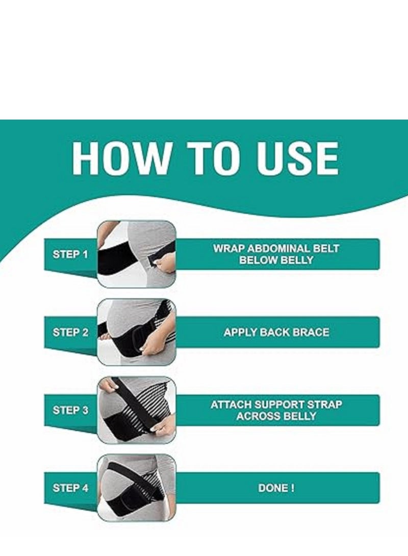 حزام دعم للحوامل للبطن والظهر، لتخفيف الألم؛ مصنوع من البوليستر؛ يُستخدم لتصحيح وضعية الجسم، مقاس كبير (XL) - Image 2