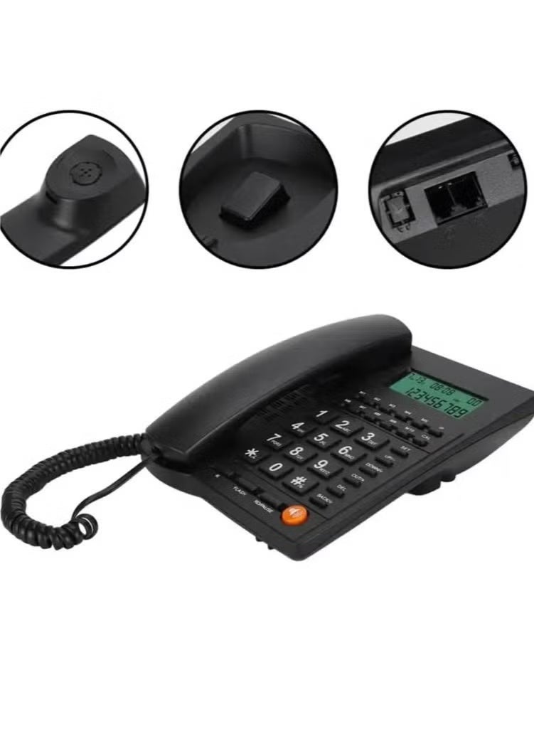 Corded Landline Phone with Big Button, Home Office Phone with Caller ID, Handsfree Speakerphone, LED Display, Speed ​​Dial Black PS-4728 - Image 3