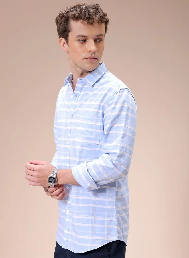 The Indian Garage Co Men Slim Fit Checkered Full Sleeves Cutaway Collar Casual Shirt