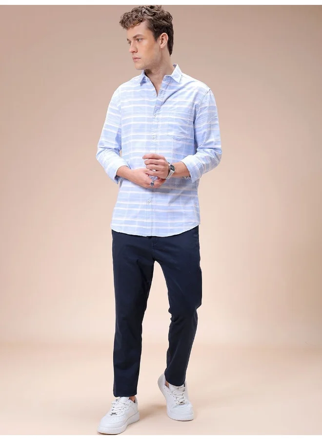 The Indian Garage Co Men Slim Fit Checkered Full Sleeves Cutaway Collar Casual Shirt