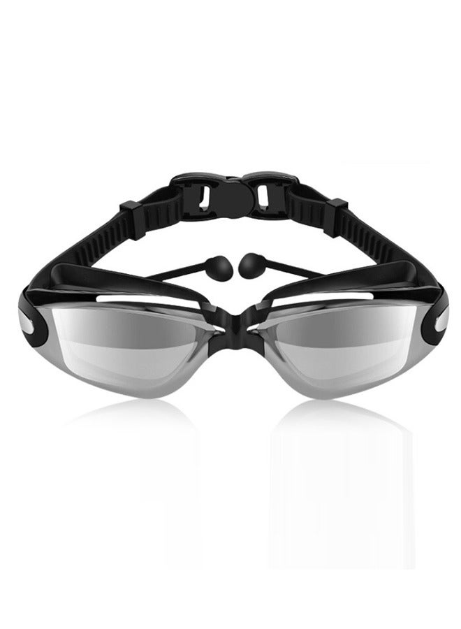 نظارات مضادة للضباب عالية الوضوح للسباحة للبالغين مع مطاط السيليكون والطلاء الكهربائي، نظارات مضادة للانزلاق وغير مهيجة للعيون، مجموعة نظارات السباحة قصيرة النظر.