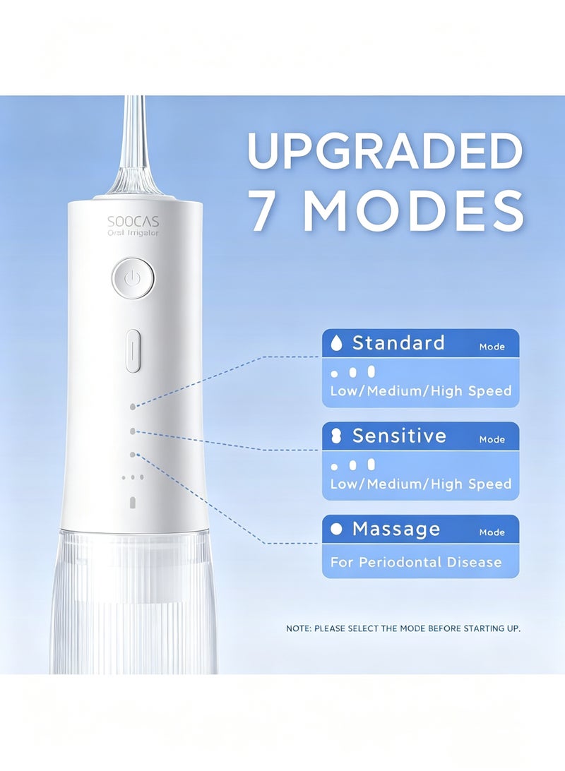 SOOCAS Cordless faucet SOOCAS 240ML professional oral irrigator with 7 modes and 3 nozzles USB-C rechargeable 80 day detachable water tank portable rechargeable tooth cleaner W3 Pro - Image 2