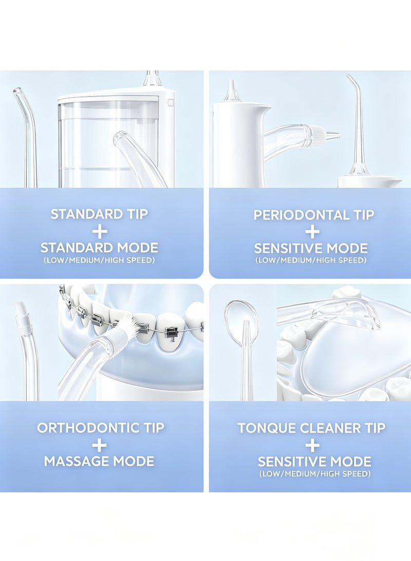 SOOCAS Cordless faucet SOOCAS 240ML professional oral irrigator with 7 modes and 3 nozzles USB-C rechargeable 80 day detachable water tank portable rechargeable tooth cleaner W3 Pro - Image 4