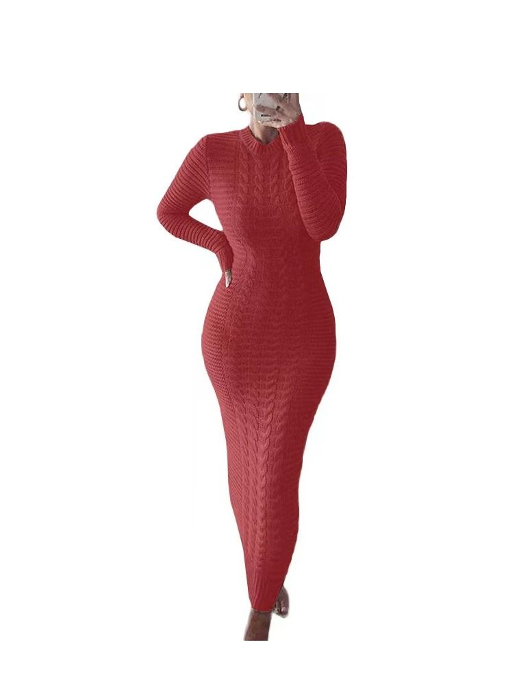 Loquat Autumn Winter New Fashion Twist Wool Dress 