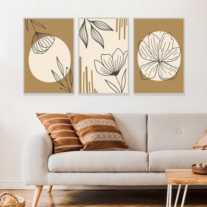 Marktna Three canvas panels with a bohemian art design and a hollow frame, measuring (90×40), three pieces - Image 3