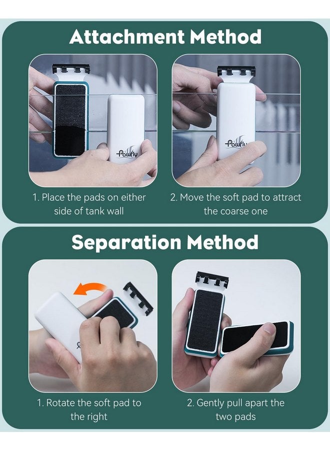 باوفلي منظف حوض السمك المغناطيسي القوي من Pawfly، منظف زجاج حوض السمك مع مكشطتين قابلتين للفصل، أداة تنظيف فرك عائمة لحوض السمك الزجاجي بسمك 1/4 بوصة، مكشطة الطحالب المغناطيسية - Image 5