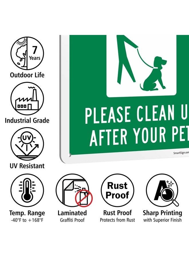 SmartSign "All Pets Must Be On A Leash Please Clean Up After Your Pet" Metal Sign with Dog on Leash Symbol, 14 x 10 inch, 40 mil Laminated Rustproof Aluminum, Green and White  - Image 4