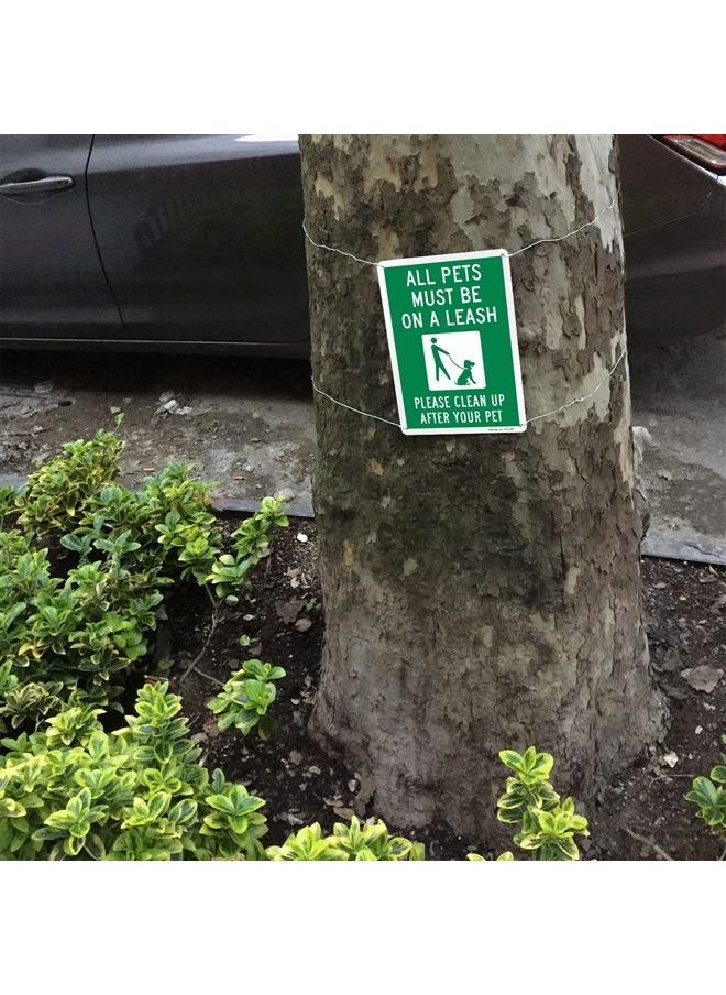 SmartSign "All Pets Must Be On A Leash Please Clean Up After Your Pet" Metal Sign with Dog on Leash Symbol, 14 x 10 inch, 40 mil Laminated Rustproof Aluminum, Green and White  - Image 3