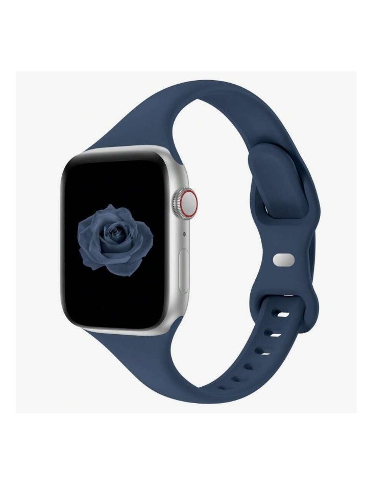 Bands Compatible with Apple Watch Ultra 49mm 45mm 44mm 42mm 41mm 40mm, Replacement Soft Silicone Strap for iWatch Ultra/Ultra 2 Series SE SE2 9 8 7 6 5 4 3 2 1 – Dark Blue - Image 1