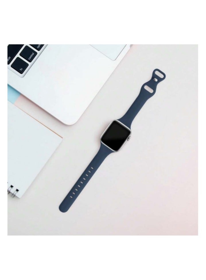 Bands Compatible with Apple Watch Ultra 49mm 45mm 44mm 42mm 41mm 40mm, Replacement Soft Silicone Strap for iWatch Ultra/Ultra 2 Series SE SE2 9 8 7 6 5 4 3 2 1 – Dark Blue - Image 2