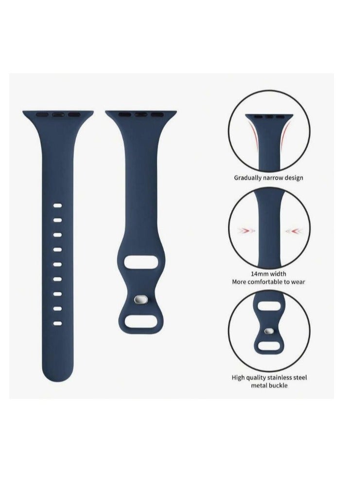 Bands Compatible with Apple Watch Ultra 49mm 45mm 44mm 42mm 41mm 40mm, Replacement Soft Silicone Strap for iWatch Ultra/Ultra 2 Series SE SE2 9 8 7 6 5 4 3 2 1 – Dark Blue - Image 3