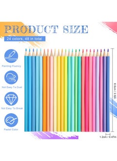 Breling 48 Packs Pastel Colored Pencils Oil Pastel Pencils Soften Wood Coloring Pencils For Adult Kids Artists Beginners Drawing Sketching Supplies (Macaron Color)  - Image 3