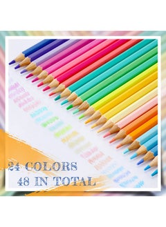 Breling 48 Packs Pastel Colored Pencils Oil Pastel Pencils Soften Wood Coloring Pencils For Adult Kids Artists Beginners Drawing Sketching Supplies (Macaron Color)  - Image 2