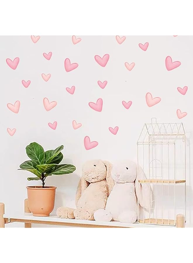 S-TOP 80Pcs Pink Heart Shape Wall Stickers for Bedroom Living Room Girls Room Decoration Kids Room Baby Nursery Room Wall Decals Interior Wallpaper PVC Murals - Image 3