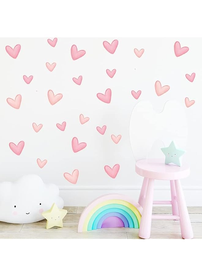 S-TOP 80Pcs Pink Heart Shape Wall Stickers for Bedroom Living Room Girls Room Decoration Kids Room Baby Nursery Room Wall Decals Interior Wallpaper PVC Murals - Image 2