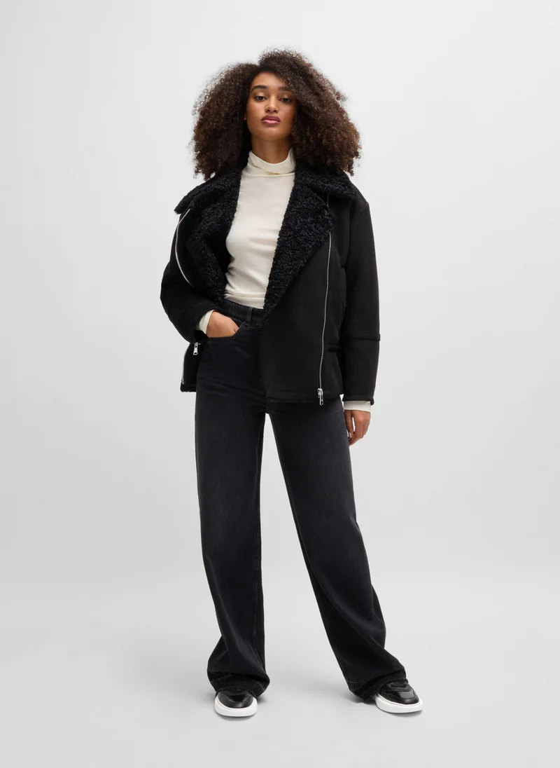 BOSS Mixed-material trainers with crinkle-patent details