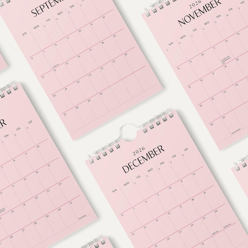 Karto Small Wall Calendar 2026 - Vertical 6x9 inch January 2026 to June 2027 - Small, Versatile, and Easy Planning with the Aesthetic Desk Monthly Calendar - All Pink - Image 4