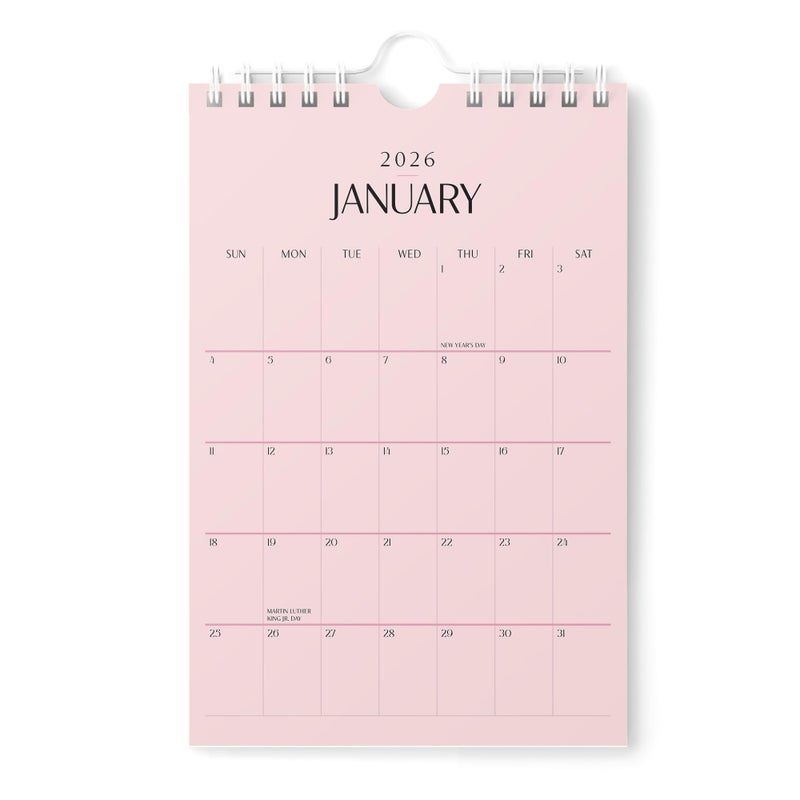 Karto Small Wall Calendar 2026 - Vertical 6x9 inch January 2026 to June 2027 - Small, Versatile, and Easy Planning with the Aesthetic Desk Monthly Calendar - All Pink - Image 1