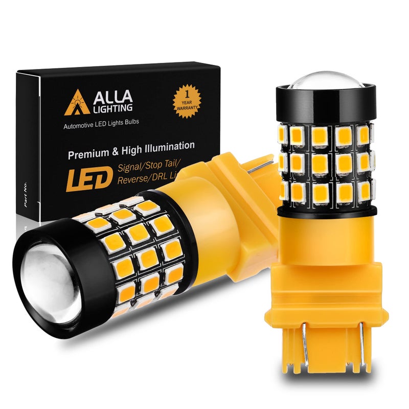Alla Lighting T25 3156 3157 LED Turn Signal Backup Reverse Brake Tail Lights Super Bright 2835SMDs Amber Yellow