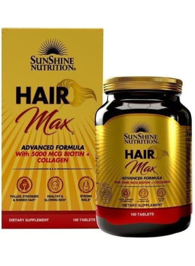 Sunshine Nutrition Hair Max Advanced Formula I Fuller, Stronger & Shinier Hair I 100 Tablets - Image 2