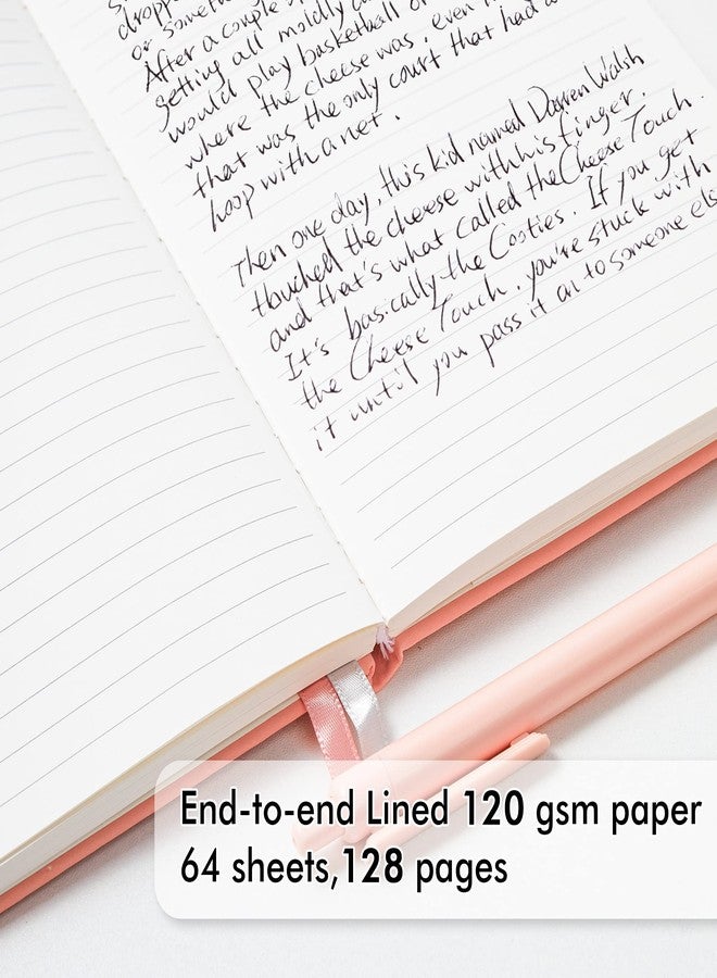 Feela A5 Notebooks Multipack, Feela 3 Pack Ruled Lined Notepads A5 (120 GSM), Hardback Journal Notebook with 3 Black Gel Pens, 128 Pages/Pack, 21 x 13cm, Pastel Colours, Pale Yellow, Light Pink, Pale Orange - Image 3