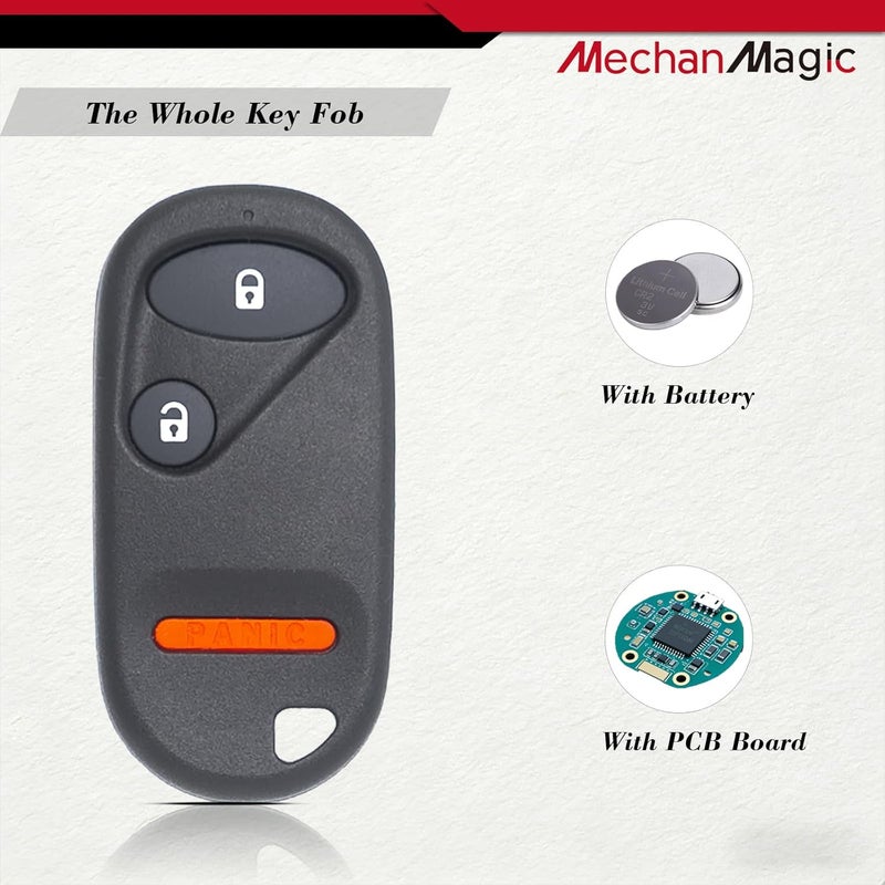 MechanMagic Key Fob Remote Replacement Fits for Honda Civic EX LX DX 2001 2002 2003 2004 2005 / Honda Pilot 2003 2004 2005 2006 2007 NHVWB1U523 / NHVWB1U521 Keyless Entry Remote Control 72147-S5A-A01 - Image 3