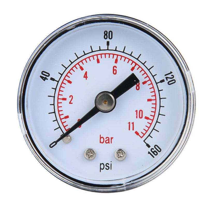 Mechanical Pressure Gauge 0 160psi 0 11bar BSPT Back Connection Durable Metal Case - Image 2