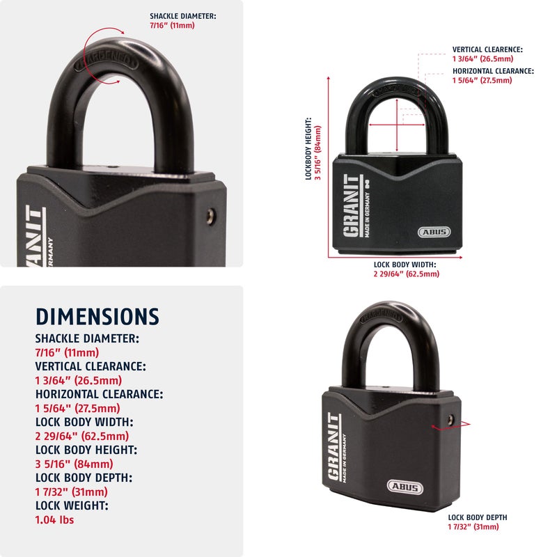 ABUS 37/55 RK KA Granit Alloy Steel Padlock Keyed Alike (Code 5544653) - Image 2