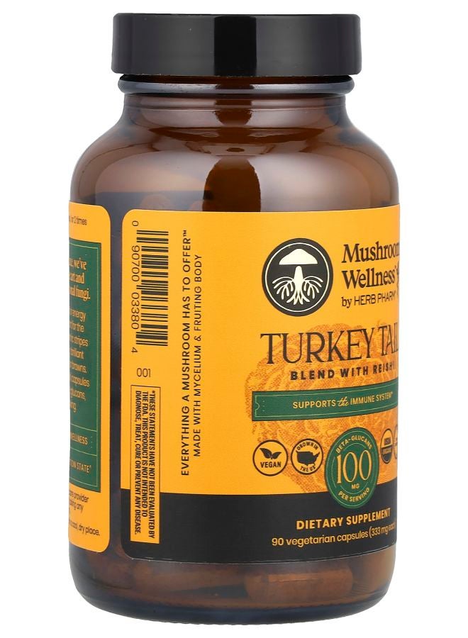 HERB PHARM Mushroom Wellness™ Turkey Tail Blend With Reishi 90 Vegetarian Capsules - Image 2
