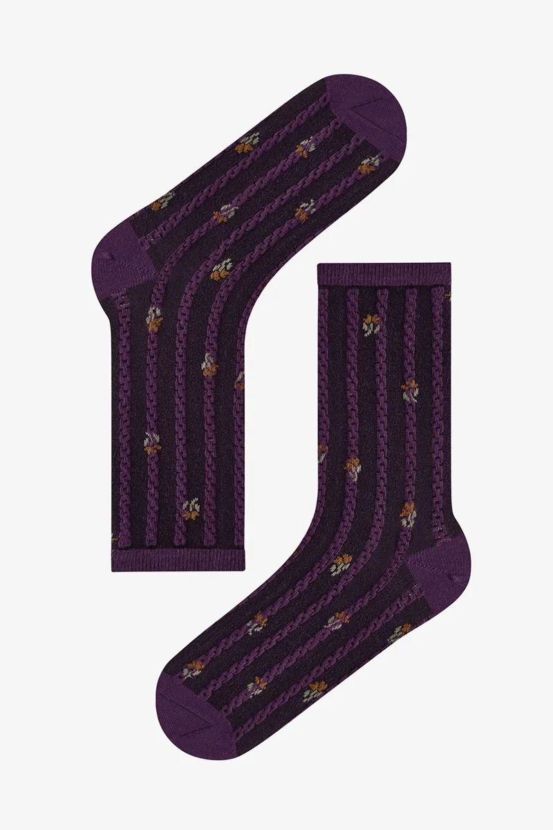 Penti PENTI Gül Nature Bloom Floral Jacquard Pair Crew Socks