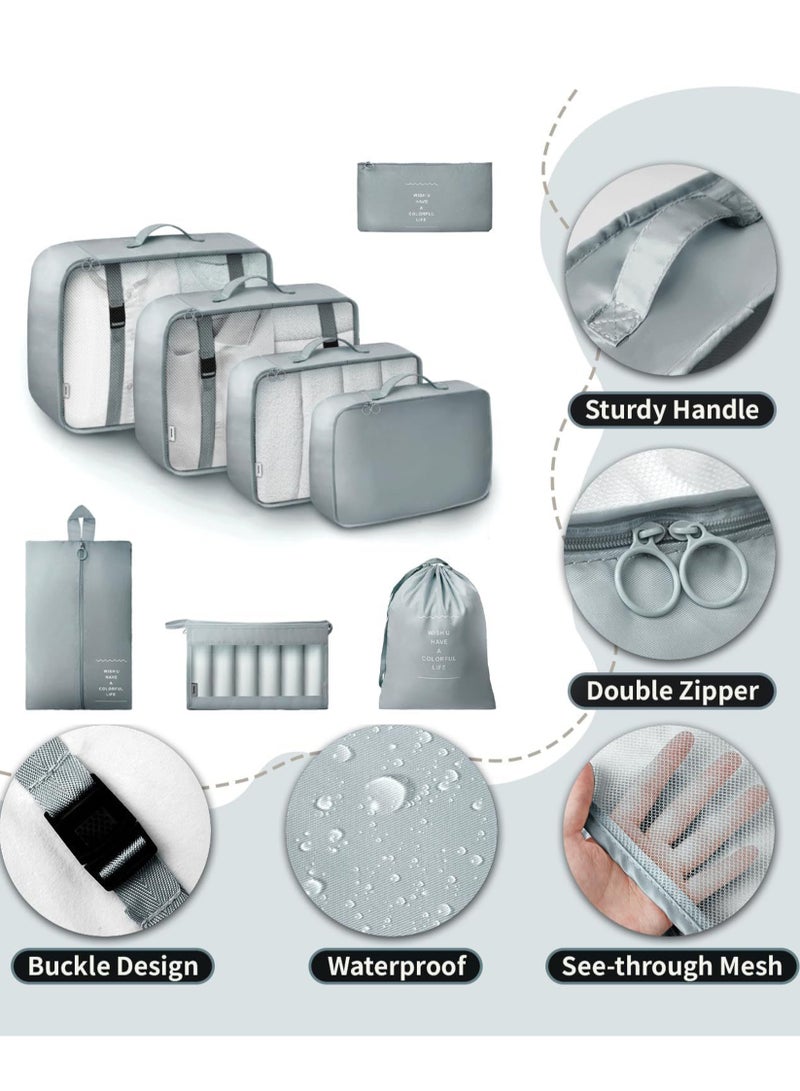 JOYYE 9pcs Packing Cubes for Suitcase Luggage, Travel Luggage Packing Organizer Set, Travel Essentials for Carry on, Storage Bags for Clothes Shoes Toiletry Makeup (Grey) - Image 4