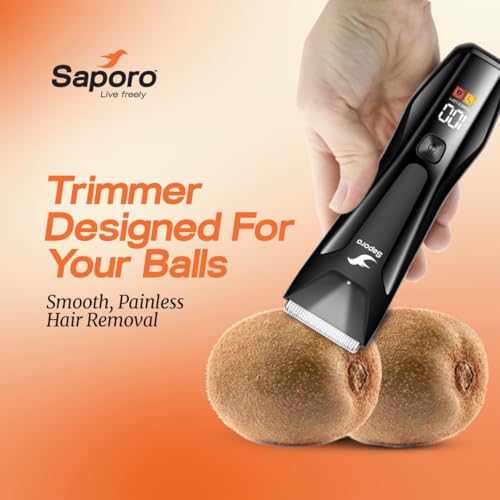 Saporo Cordless Multi Trimmer for Men - Curved blade Shaver for Beard, Body, Balls, Pubic Hair, Private Parts - 4 Combs - 120 min Runtime - Digital Display with Charging Dock - Waterproof - 4000k LED - Image 5
