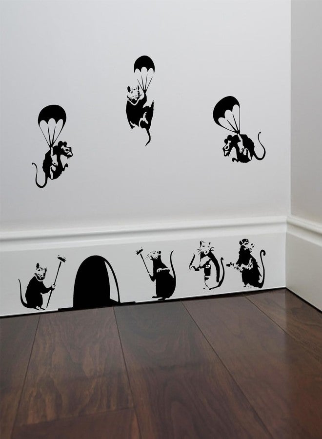 PLIGREAT 22 Pcs Cute 3D Mouse Holes Wall Stickers Removable Wall Decals for Kitchen Nursery Bedroom Livinig Room Playroom Door Cabinet Decor Wall Corner Decoration Home Indoor DIY Wall Art Decor - Image 1