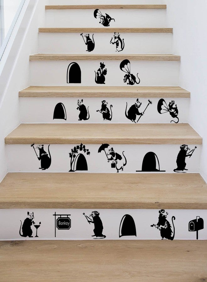 PLIGREAT 22 Pcs Cute 3D Mouse Holes Wall Stickers Removable Wall Decals for Kitchen Nursery Bedroom Livinig Room Playroom Door Cabinet Decor Wall Corner Decoration Home Indoor DIY Wall Art Decor - Image 3