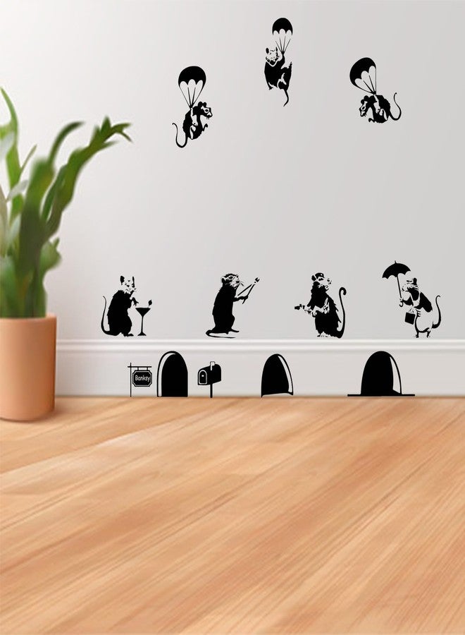 PLIGREAT 22 Pcs Cute 3D Mouse Holes Wall Stickers Removable Wall Decals for Kitchen Nursery Bedroom Livinig Room Playroom Door Cabinet Decor Wall Corner Decoration Home Indoor DIY Wall Art Decor - Image 2