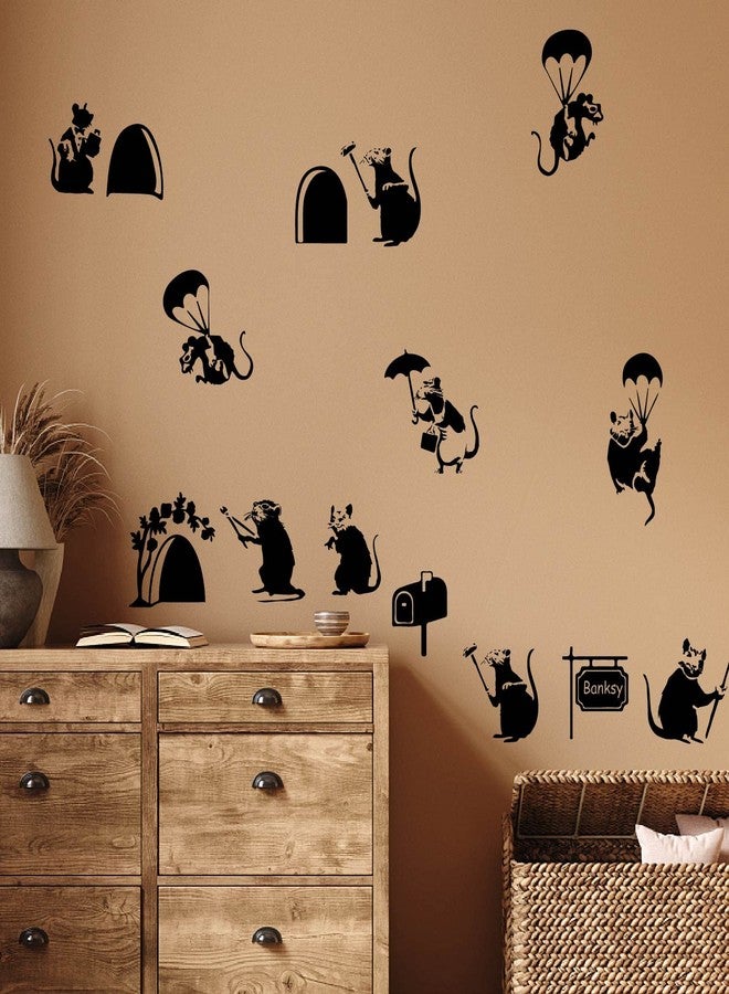 PLIGREAT 22 Pcs Cute 3D Mouse Holes Wall Stickers Removable Wall Decals for Kitchen Nursery Bedroom Livinig Room Playroom Door Cabinet Decor Wall Corner Decoration Home Indoor DIY Wall Art Decor - Image 4