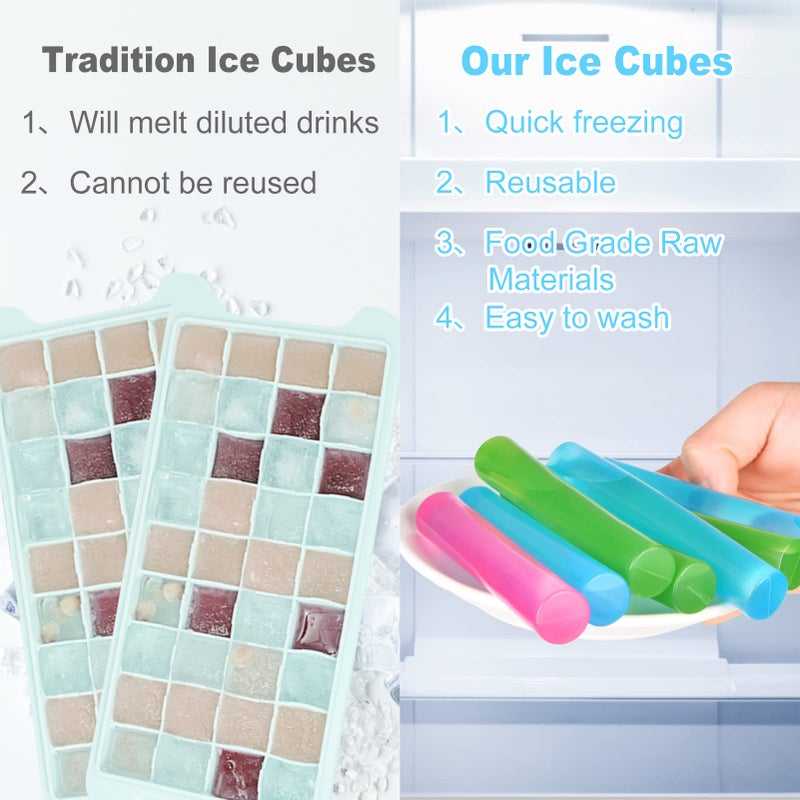 VOGVOG 12 Pack Reusable Ice Cubes For Drinks  Quick Freeze Reusable Water Bottle Ice Stick Bpa Free  Washable Plastic Ice Cubes For Whiskey  Wine  Coffee (Multicolor) - Image 3