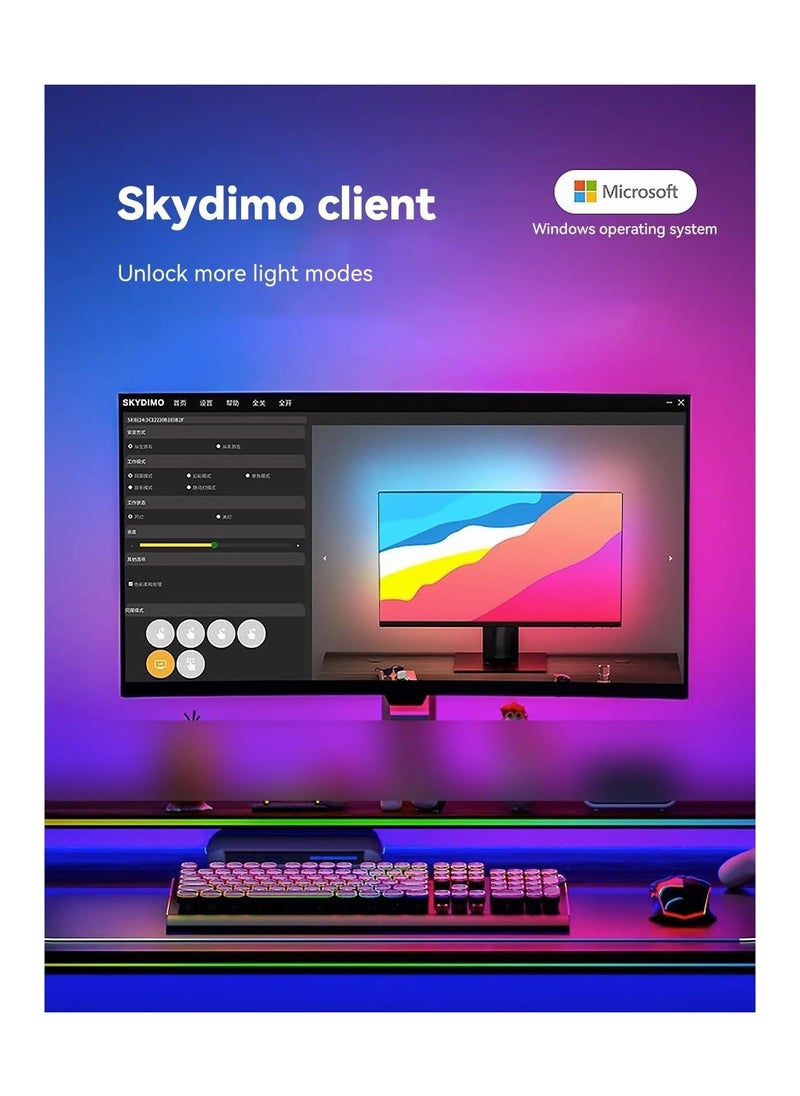 Monitor Led Backlights, Led Strip Lights That Sync with Screen Color or Music, Rgbic Computer Light Bar Behind Monitor, Leds for Desk Gaming, Usb Interface, Software Control, Supports Pc or Mac(24 In)