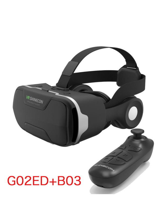 Shinecon G02ed Vr Glasses Earphone Version Eye Protection 360 Degree All Scene Mobile Vr Glasses Digital Computer Accessories-Color:G02ED + B03 Handle - Image 1