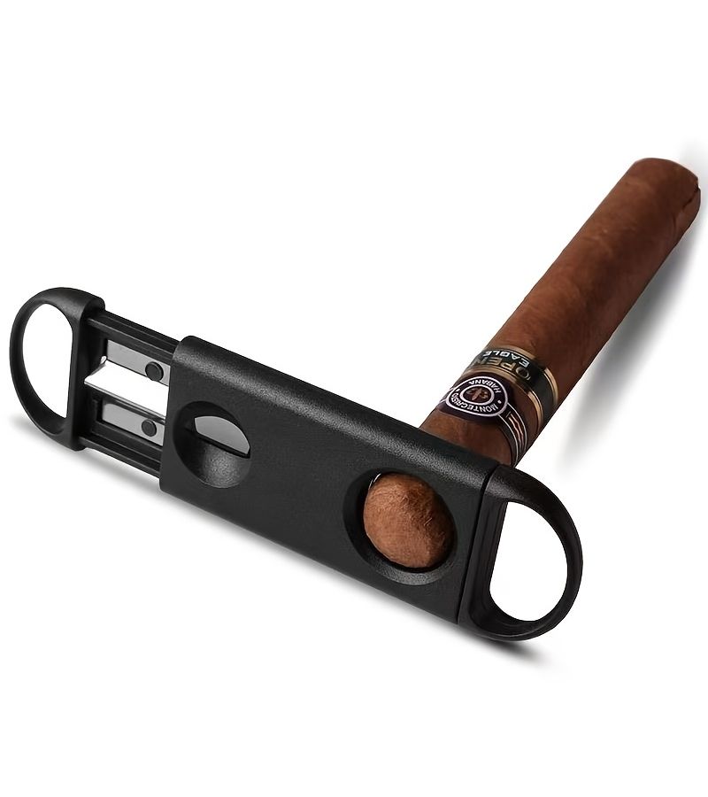 5pcs Plastic 2 In 1 V Slot Cigar Cutter With Scissors Clean Cut Portable Gift - Image 1