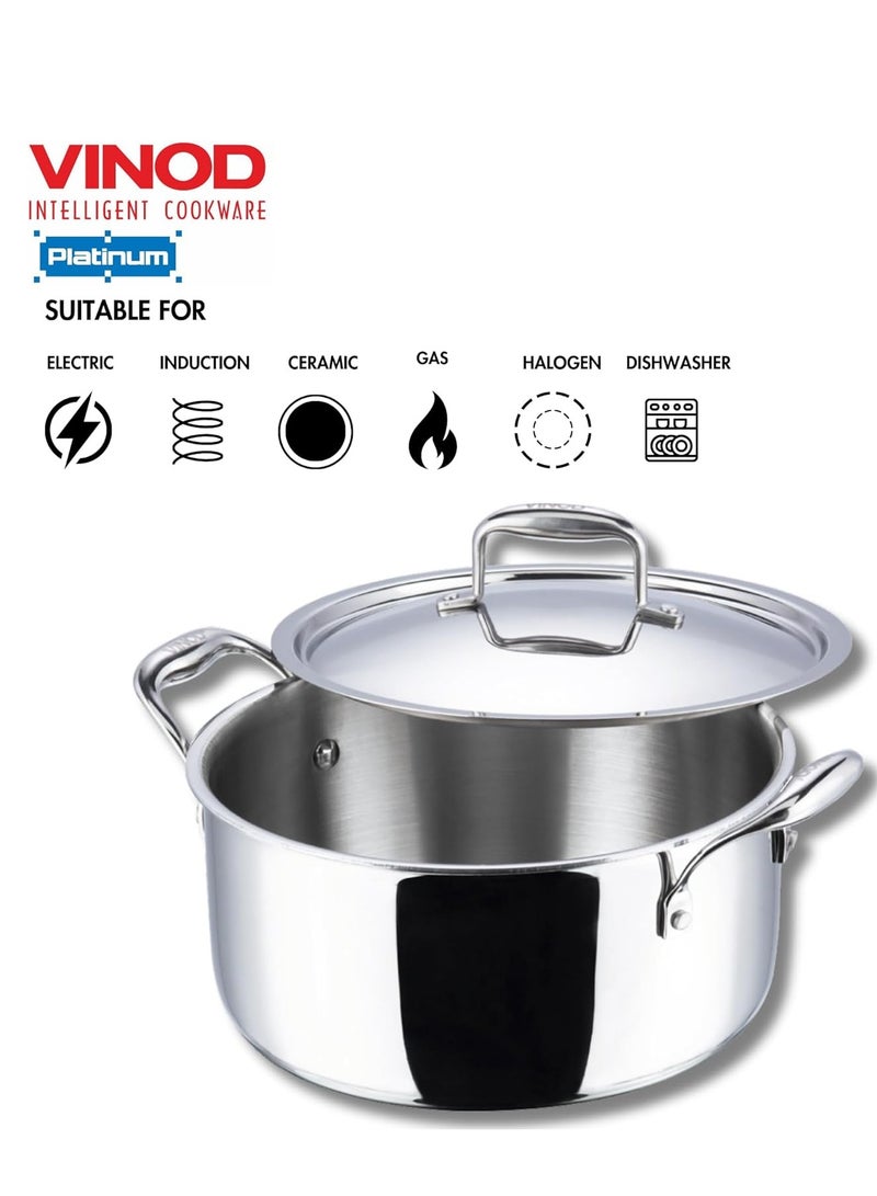 Vinod Platinum Triply Stainless Steel Saucepot with Lid - 20 cm, 3 L, 2.5mm Thickness, Silver (Induction Friendly) - Image 5